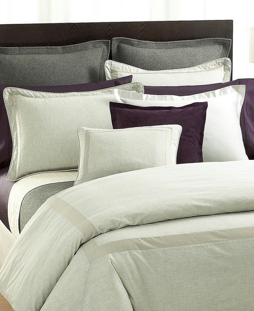 2 Ralph Lauren Penthouse Silk King Pillow Shams Light Gray for sale