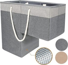 Stair Basket for Stairs with Handle, Staircase Baskets Carpeted and Gray