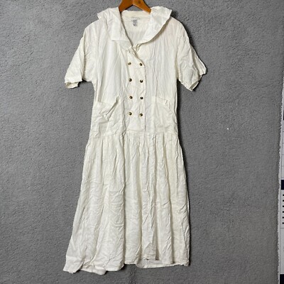 Vintage Compagnie Internationale Express Collared Short Sleeve White Dress  Sz M | eBay