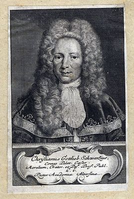 BLACK Christian Gottlieb Professor in Altorf Portrait Copperplate 1750 Orig.