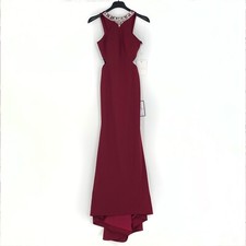 IEENA for Mac Duggal Womens Rhinestone Halter Neck V-Back Maxi Gown Dress Size 2