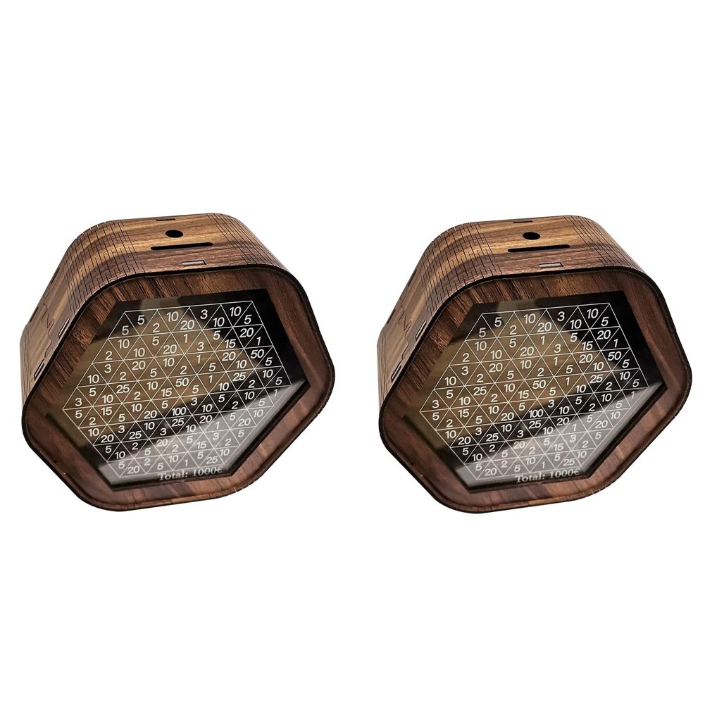 2Pcs Savings Box 6 Polygons Adult Money  Bank for Cash Saving with Number2317