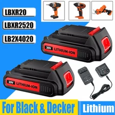 1/2Pack 20V For Black+Decker Max Lithium Battery OR Charger LBXR20 LBXR20-OPE