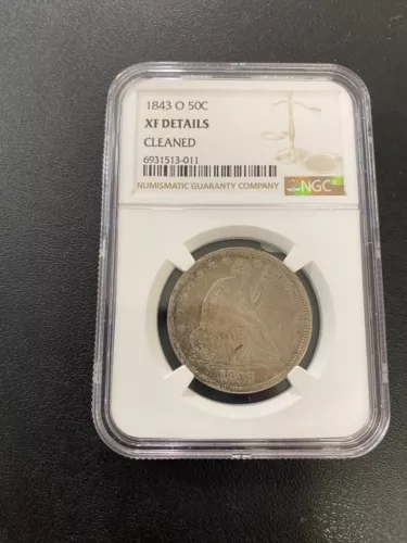 1843 O SEATED LIBERTY HALF DOLLAR NGC XF DETAILS - TYPE COIN - CERTIFIED - 50C