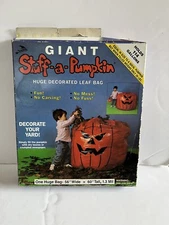 VINTAGE HALLOWEEN GIANT STUFF A PUMPKIN LEAF BAG 1989 IN ORIGINAL BOX SUN HILL