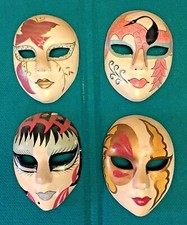 Authentic : VENETIAN "Carnival" MASK : Lot of 4  Paper Mache HAND CRAFTED