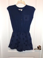 ABERCROMBIE KIDS Girls Blue Shorts Romper Sz 11-12 Eyelet Floral Preppy Lilly P