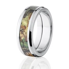 New Breakup Camo Wedding Ring, Mossy Oak Ring, Camouflage Wedding Ring