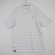 Turtleson Polo Shirt Mens Large Performance Golf Flex White Striped Short Sleeve