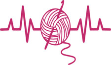 Crochet EKG Heartbeat Multiple Colors Die Cut Vinyl Decal Made in USA