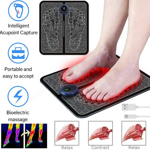 Portable Electric Foot Massager Pad Blood Circulation Muscle Stimulator Mat US - Picture 2 of 13