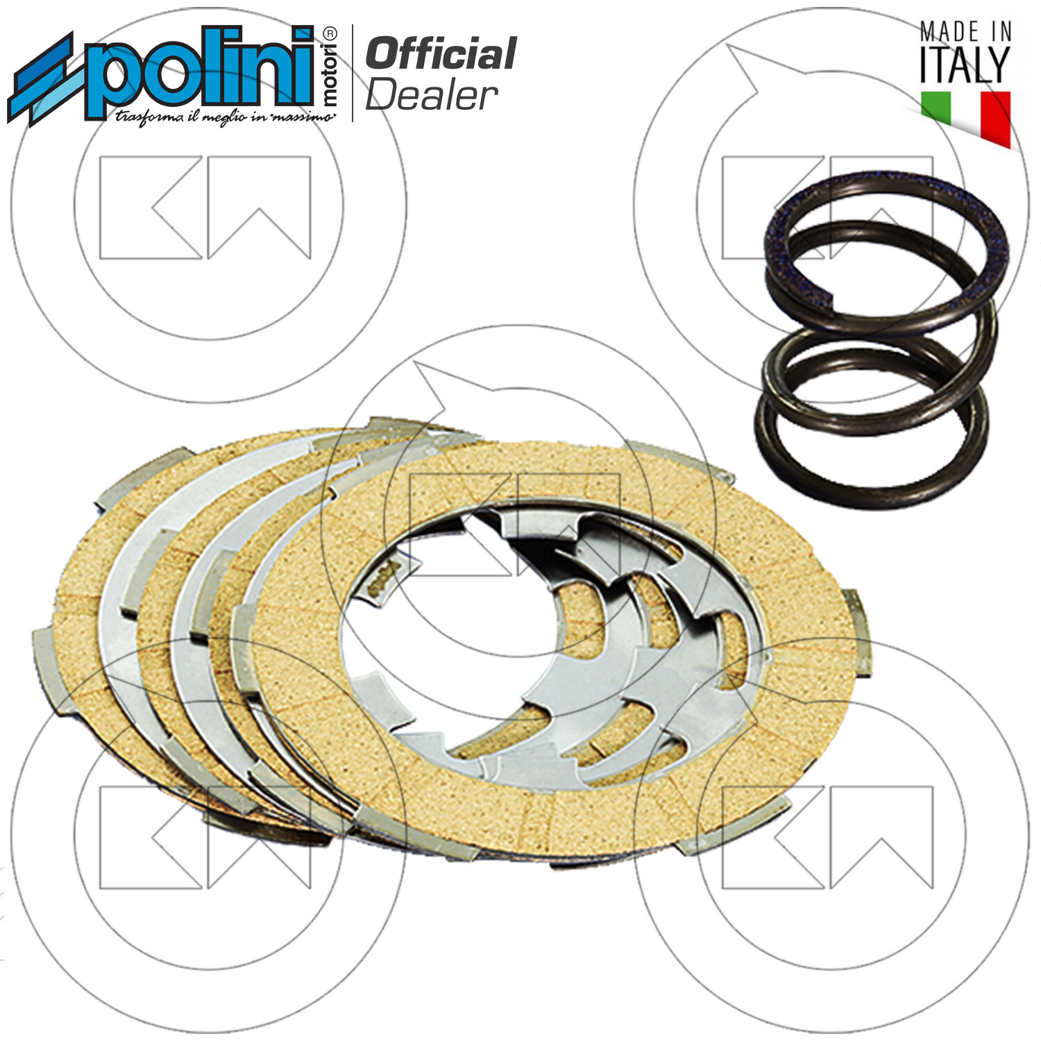 SERIE 4 DISCHI FRIZIONE + MOLLA POLINI PIAGGIO VESPA 125 PRIMAVERA ET3 230.0013