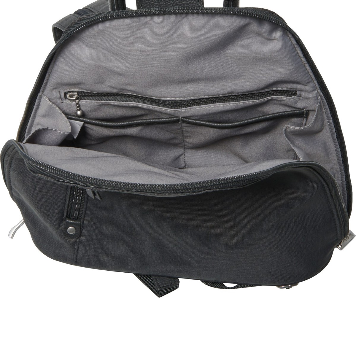 Baggallini Charcoal Gray Nylon Metro Sling Backpack with Leather Trim Metro Sling Pack main image 4
