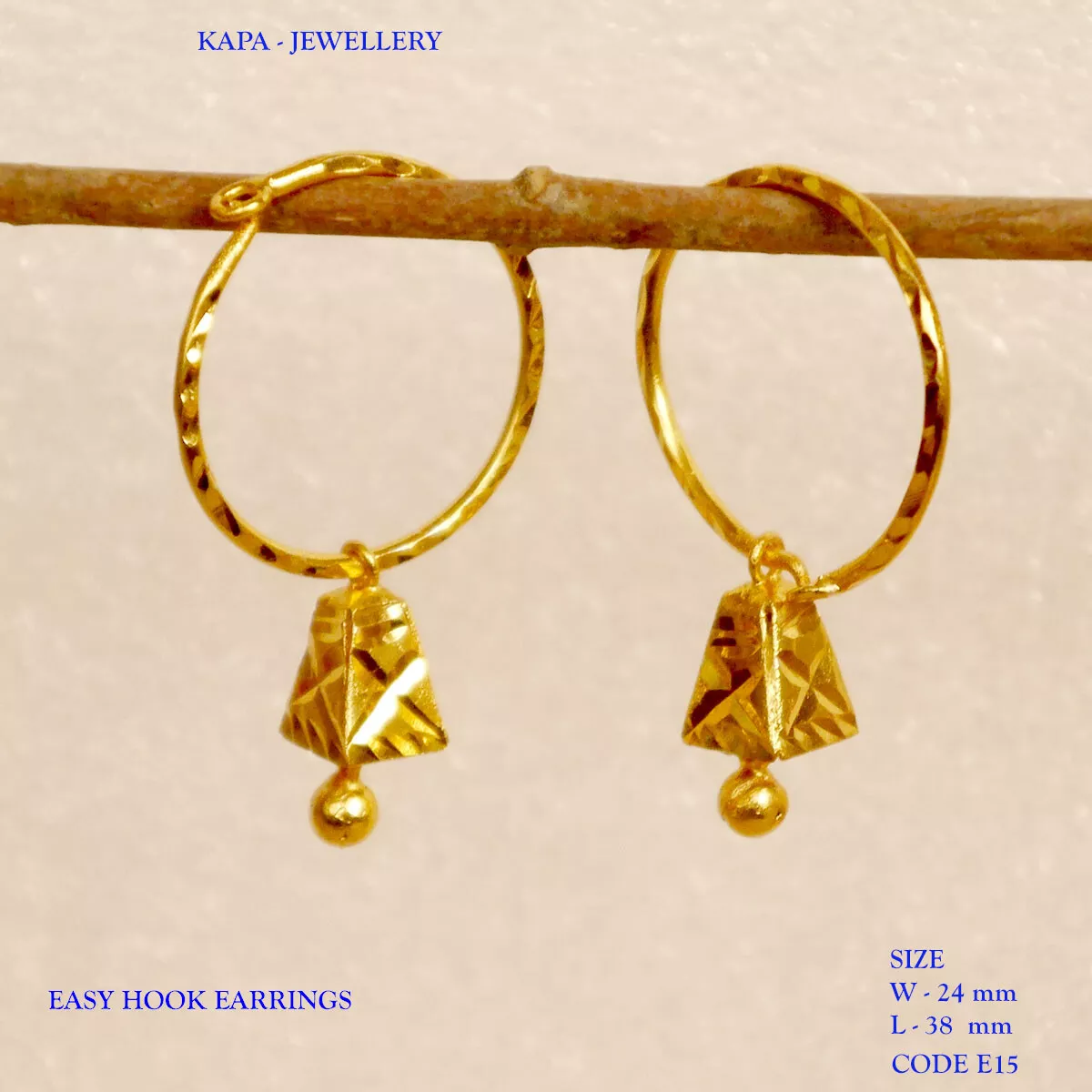 KAPA 22 k gold plated HOOP ROUND EARRINGS SMALL Indian earring
