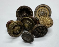 Lot of 8 Antique Brass Round Ornate Dresser Drawer Cabinet Pulls Knobs