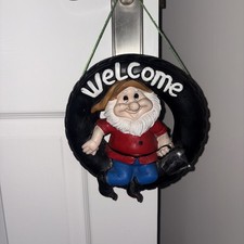 Hanging Gnome In Tyre Garden Ornament