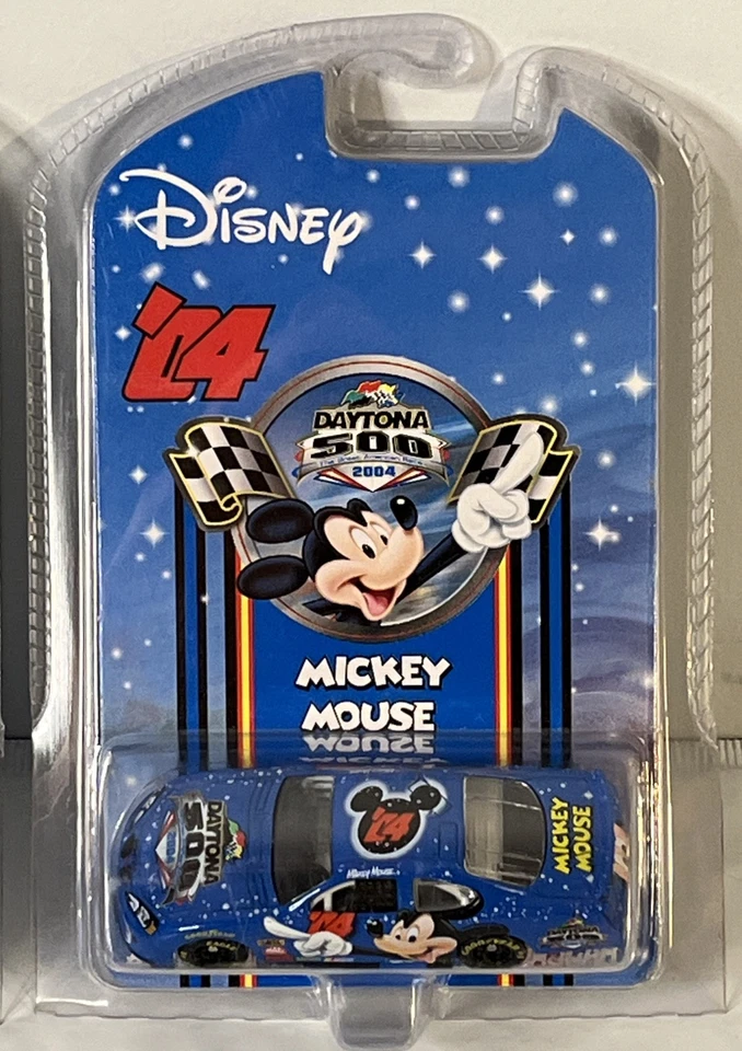 Disney Nascar 2004 Daytona 500 Mickey Mouse Minnie Mouse 2 Car Set NEW Sealed - Image 3 of 4