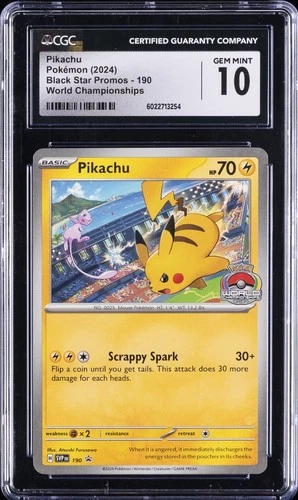 2024 POKEMON BLACK STAR PROMOS - WORLD CHAMPIONSHIPS PIKACHU CGC 10 GEM MINT
