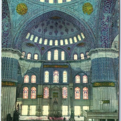 c1960s Istanbul, Turkey Sultan Ahmet Blue Mosque Dome Islamic Interior A364