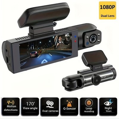 1080p Dual Dash Cam Autokamera Vorne Hinten Nachtsicht Loop Aufnahme