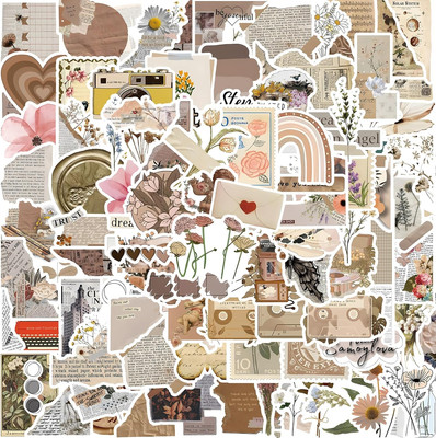 120Pcs Vintage Stickers, Waterproof Scrapbook Aesthetic Sticker, Daily Planner, 