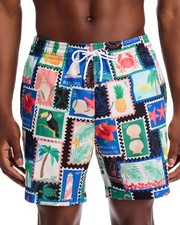 Trunks Surf Swim Co. Men's Sano Tropical Stamp Print 6.5" Swim Trunks Sz Small