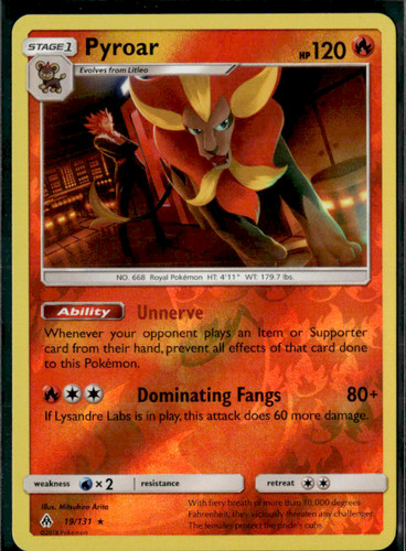 Pyroar Reverse Holo Holo Rare SM - Forbidden Light 19/131 NM
