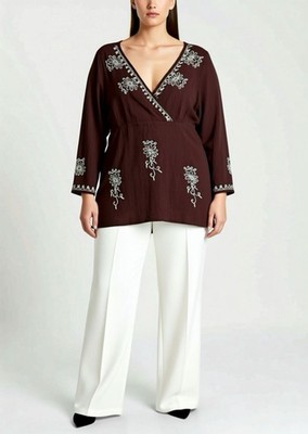 VTG Zero Zero Woman Brown 100% Cotton Hippie Flared Sleeves Tunic Top Sz 3X NWOT