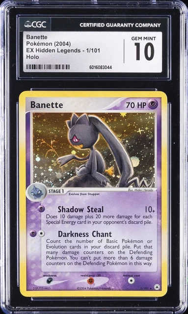 2004 POKEMON EX HIDDEN LEGENDS HOLO #1 BANETTE CGC 10 GEM MINT