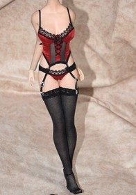 1:6 Sexy Satin Mesh Paneled Corset Lingerie Set Fit 12''TBLeague Female Figure