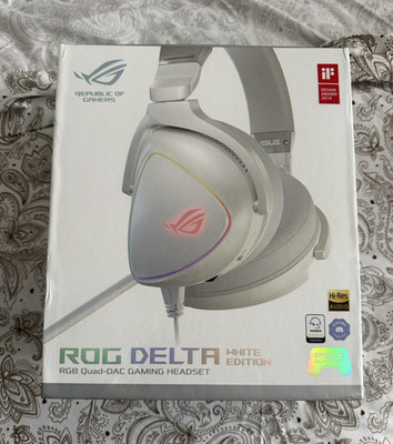 ASUS ROG Delta White Edition USB-C RGB Over-Ear Headset Boom Mic White