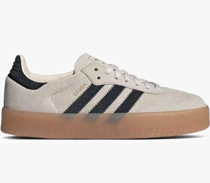 Adidas Sambae JR1437 Wonder White Black/Gum Women’s Size 7.5 NEW