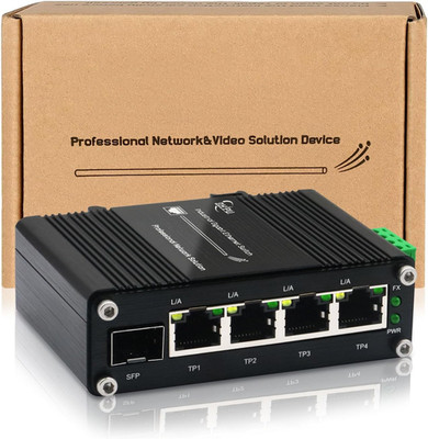 Industrial 4-Port 10/100/1000Mbps Gigabit Switch with SFP Slot, 5-Port Ethernet
