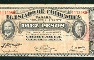 10 Pesos 1915 El Estado De Chihuahua Pagara PAPER CURRENCY ((CREASES))