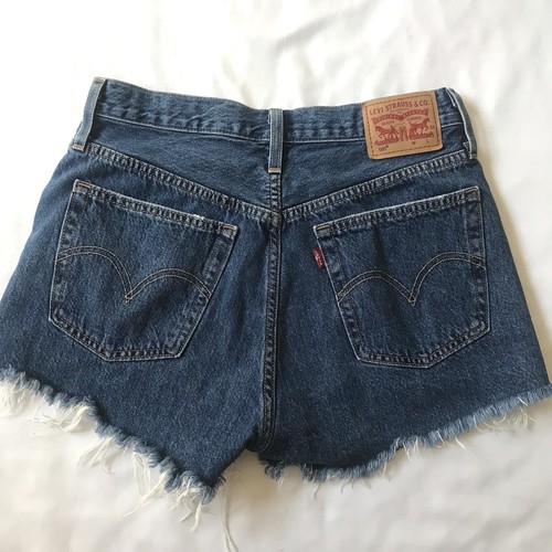 Pantaloncini corti Levis Premium 501 vita alta donna taglia 27 blu taglio boho rodeo cowgirl - Foto 2 di 8