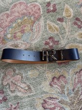 Ralph Lauren Collection Real logo-buckle leather belt Box Calf 50mm Sz Small NWT