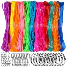 Lanyard String Kit, 12 Colors Plastic Lacing Cord, Bright and Glitter Color, ...