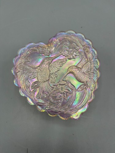 Vintage Fenton Iridescent Pink Hummingbird Trinket Box - Picture 2 of 5
