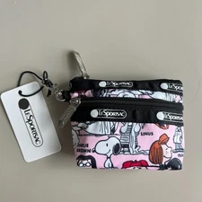 Lesportsac Snoopy 2zipper Keychain Wallet NWT