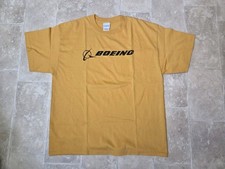 Vintage 90s Boeing T-Shirt Men's XL Mustard Gold Heritage Logo