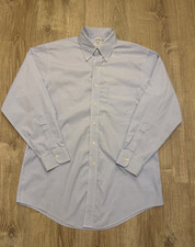 Brooks Brothers Shirt Mens 16-33 Blue White Button Down Slim Fit non iron