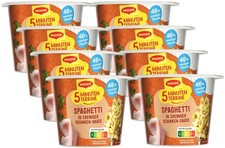 MAGGI 5 Minuten Terrine Spaghetti in cremiger Schinkensauce, (8 x 64g) 8er Pack