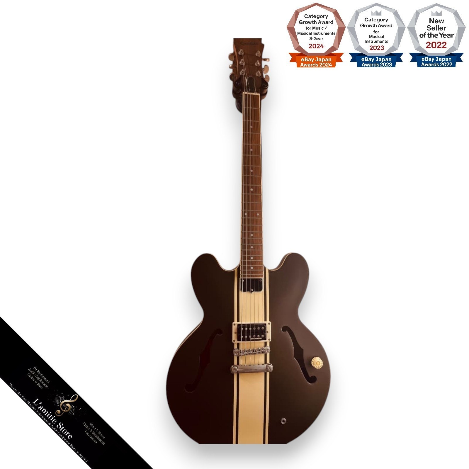 Guitare électrique Tom DeLonge ES333 Epiphone avec accessoires non joués