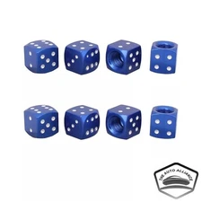 8 PCS Blue Metal Dice Wheel Valve Stem Tire Cap Trims Dust Cover Durable