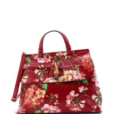 Gucci Bamboo Daily Top Handle Bag Blooms Print Leather Small | eBay