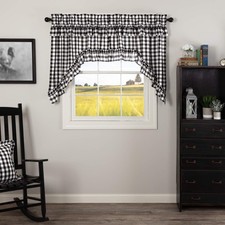 Annie Buffalo Check Cotton Farmhouse Kitchen Curtains Rod Pocket Hanging Loops