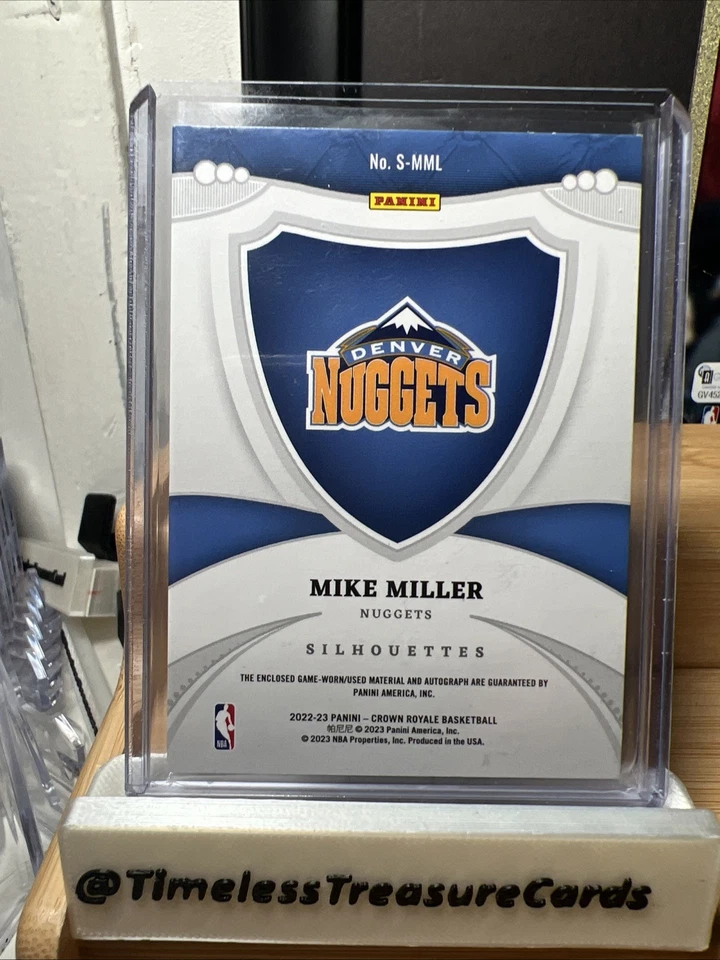 2022-23 CROWN ROYALE SILHOUETTES MIKE MILLER 1 OF 1 GAME USED PATCHED AUTO - Image 2 of 4