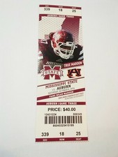 2016 Mississippi State Bulldogs Auburn Tigers Football Ticket Stub