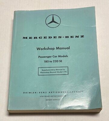 + Mercedes-Benz Workshop Service Manual Repair Booklet 180 190 219 220 SE | eBay