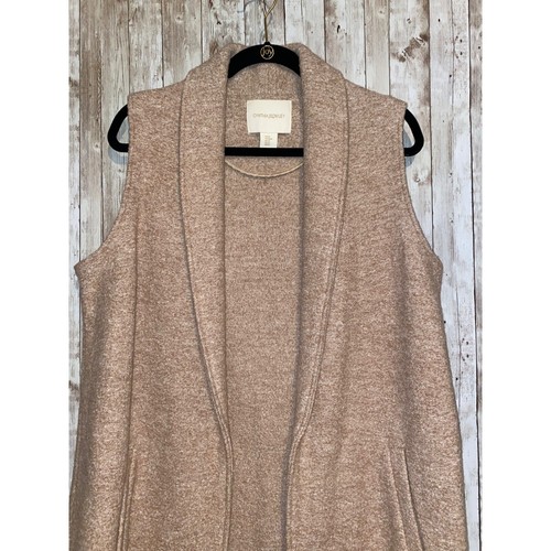 Women's Cynthia Rowley Wool Blend Long Sleeveless Vest Open Cardigan Size Medium - Picture 5 of 12